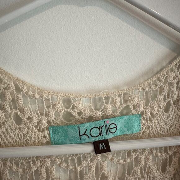 Karlie Crochet Knit V-Neck Maxi Dress Women's Medium Aztec Pink Red Western Boho - Picture 3 of 7